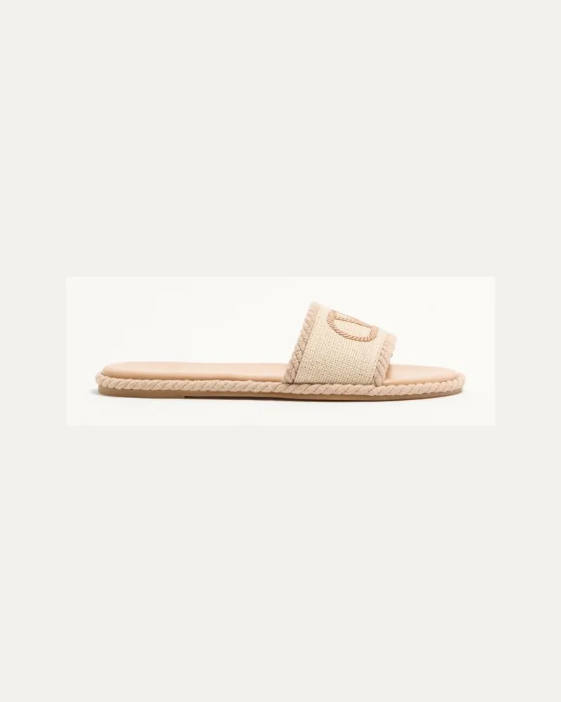 Valentino Garavani VLogo Torchon Schlupfsandale Aus Leinen-Canvas Frau ECRU Ecru