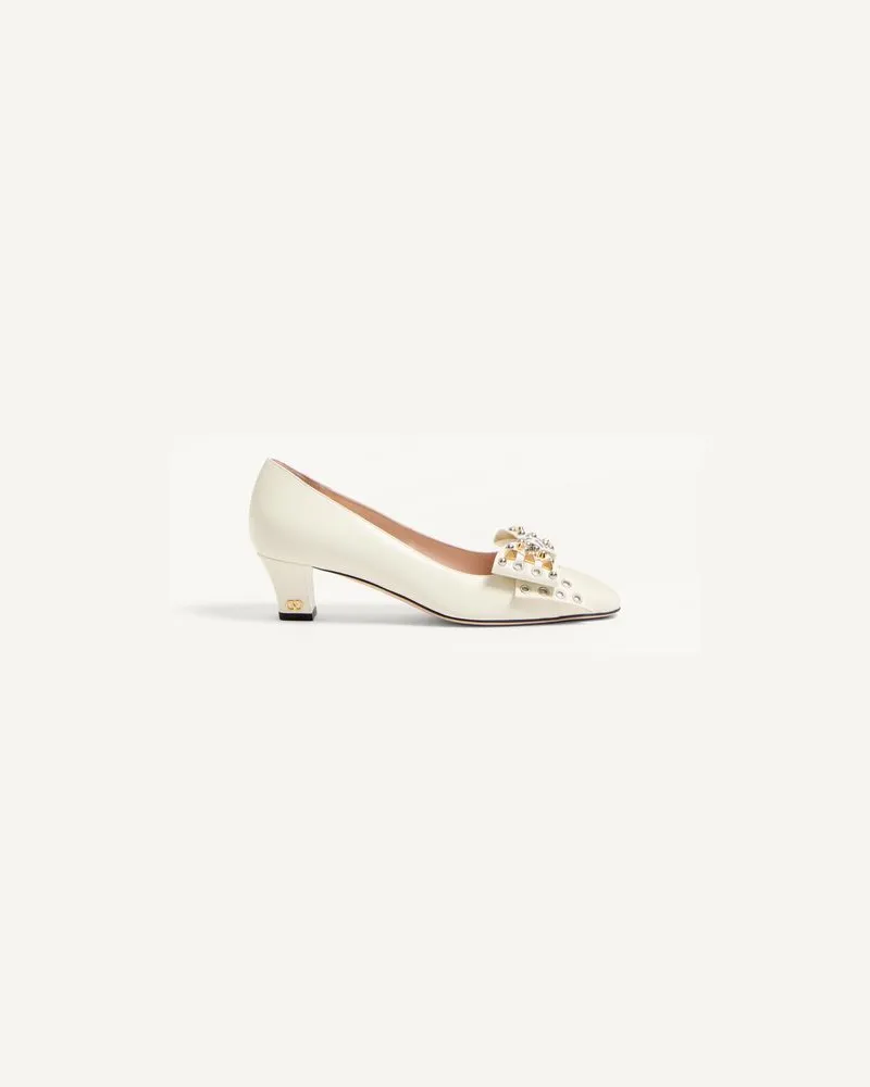 Valentino Garavani Bowow Pumps Aus Ziegenleder Mit Studs 45 Mm Frau ELFENBEIN Elfenbein