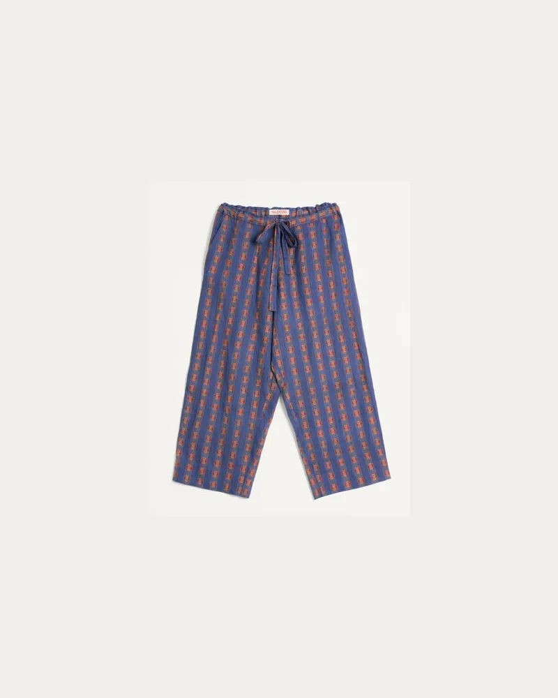 Valentino Garavani Pyjamahosen Aus Leinen Mit Voyage Imaginaire Print Mann BLAU/ORANGE Blau