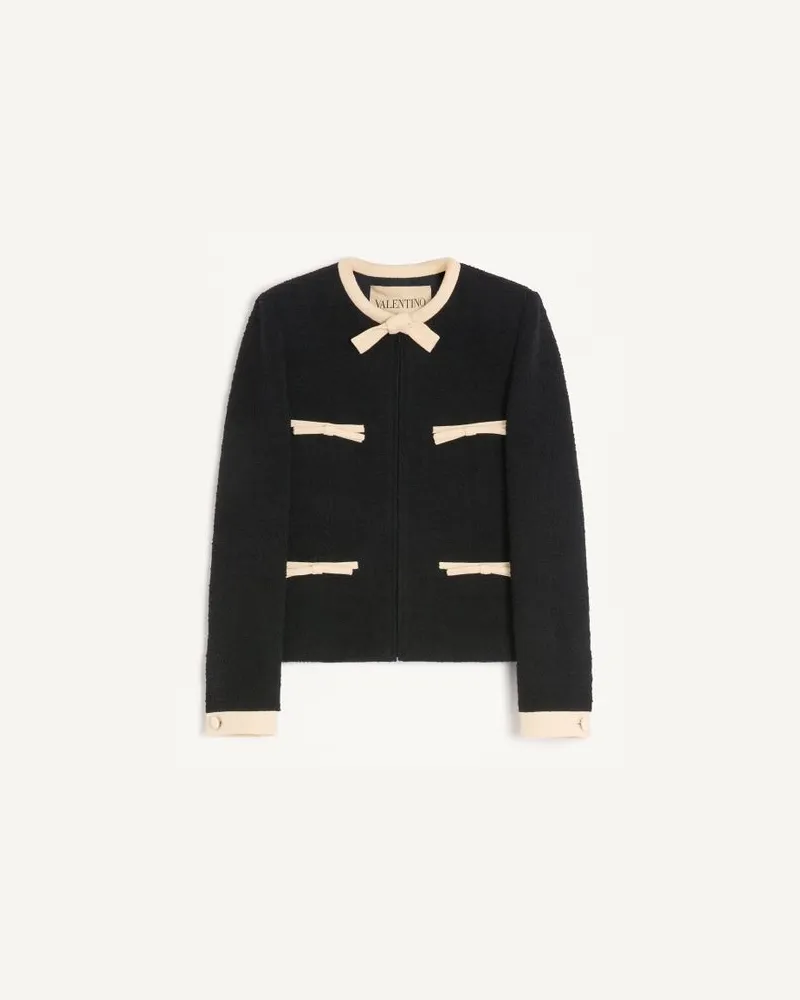 Valentino Garavani Einfarbige Jacke Aus Wool Tweed Mit Schleifen Aus Crepe Couture Frau SCHWARZ Schwarz