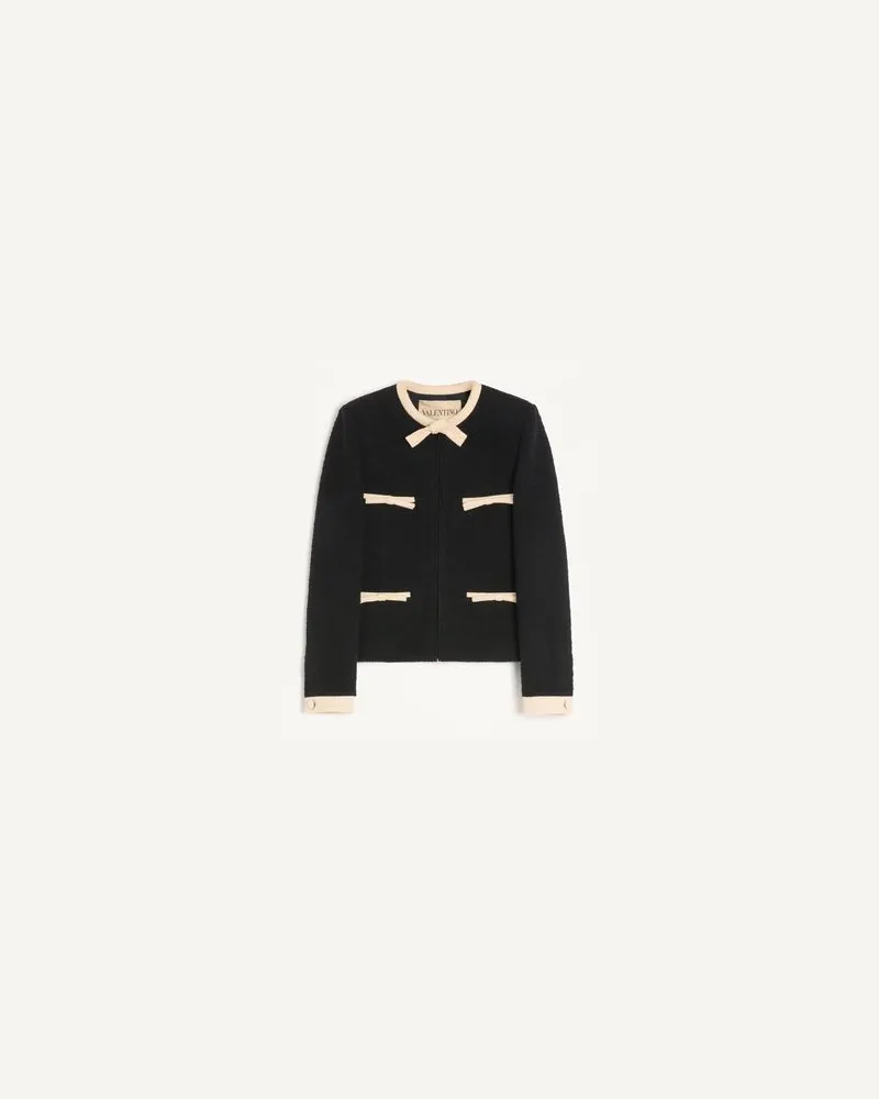 Valentino Garavani Veste En Plain Wool Tweed Frau SCHWARZ Schwarz