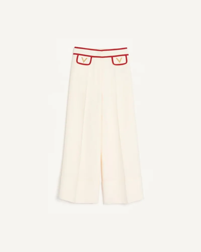 Valentino Garavani Hose Aus Crepe Couture Frau ELFENBEIN/ROT Elfenbein