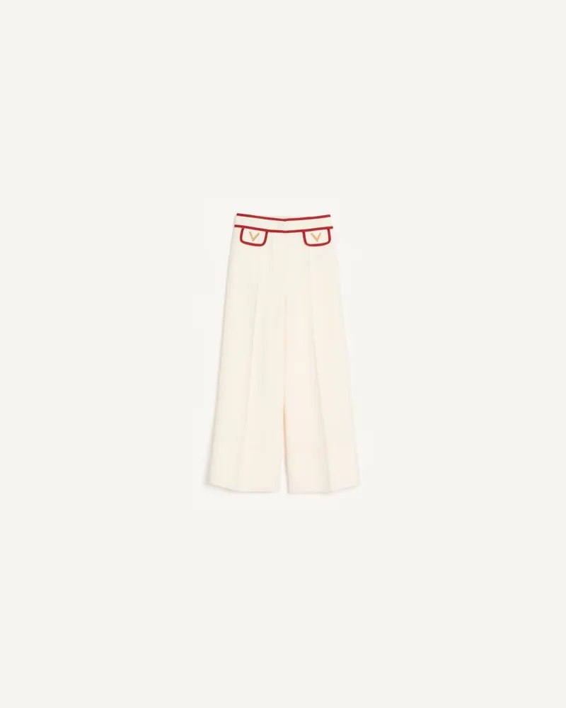Valentino Garavani Hose Aus Crepe Couture Frau ELFENBEIN/ROT Elfenbein