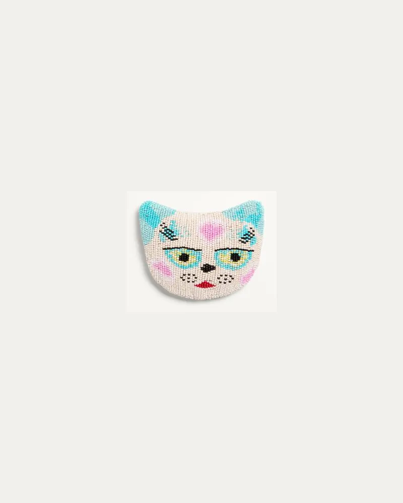 Valentino Garavani Le Chat De La Maison Brosche Aus Jacquard-Stoff Mit Harzperlenstickerei Frau MULTICOLOR Multicolor