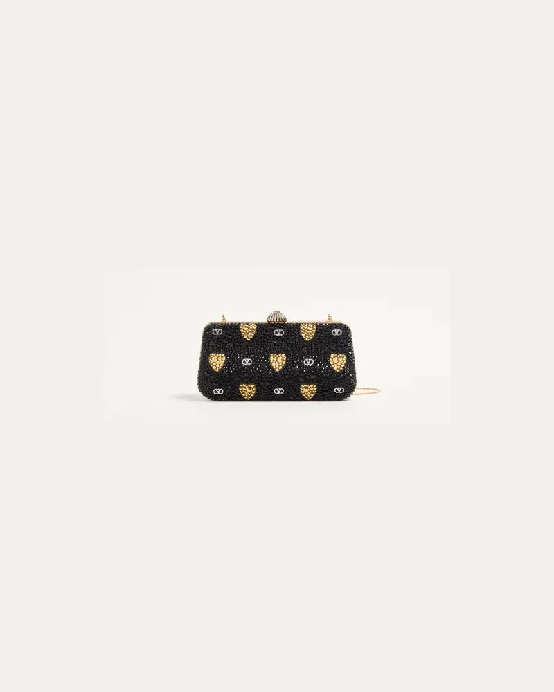 Valentino Garavani Carry Secrets Minaudiere Mit Strass-Cour De Cœur-Motiv Frau SCHWARZ/GOLD/CRYSTAL Schwarz