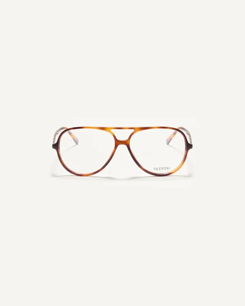 Valentino Garavani Runde Acetat-Brille unisex HAVANA Havana