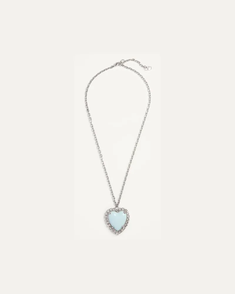 Valentino Garavani Coeur Hyperbole Halskette Aus Metall, Kunstharz Und Swarovski® Kristallen Frau PALLADIUM/HIMMELBLAU Palladium