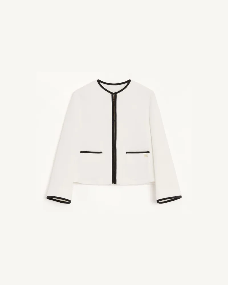 Valentino Garavani Jacke aus Canestrello-Cotton-Tweed Frau LATTE/SCHWARZ Latte