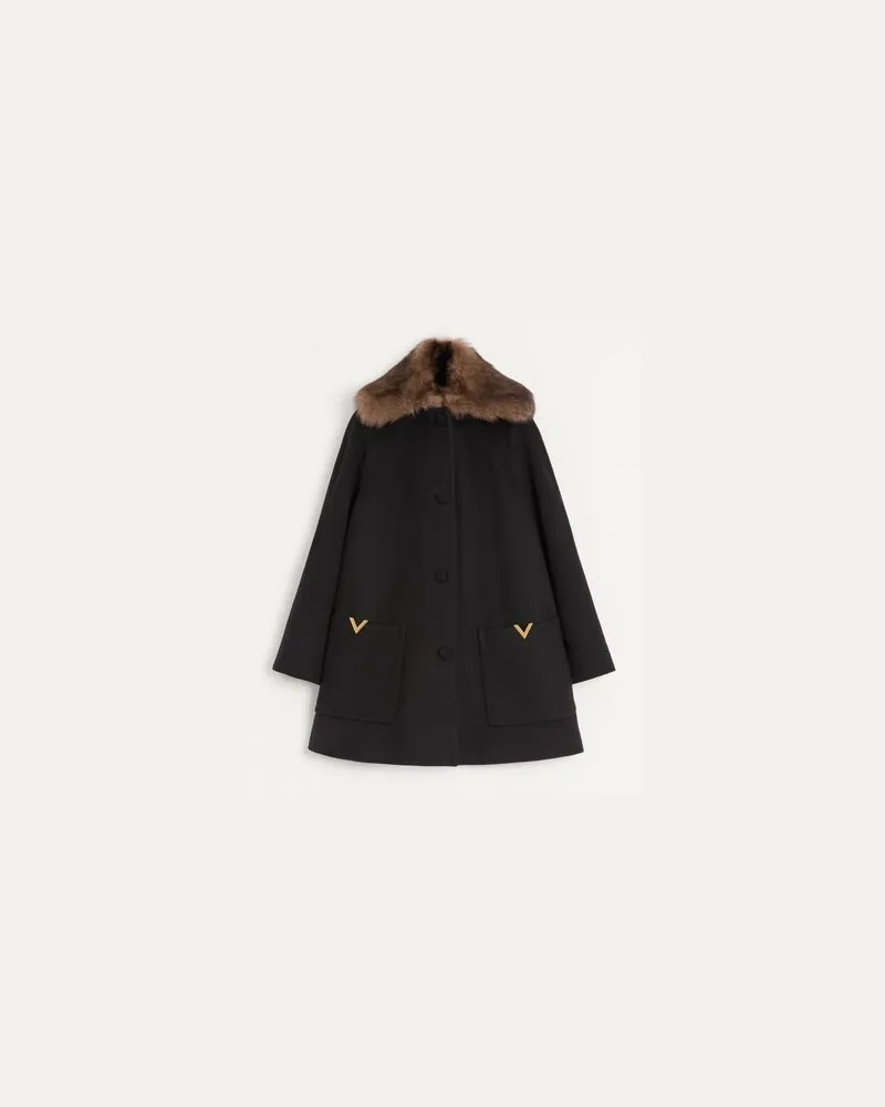 Valentino Garavani Manteau En Drap De Laine Frau SCHWARZ Schwarz