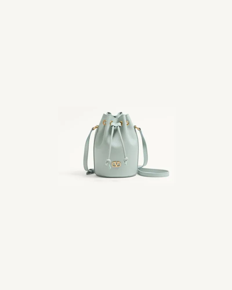 Valentino Garavani Vlogo Signature Mini Bucket Bag Aus Genarbtem Kalbsleder Frau SKY GREY Sky