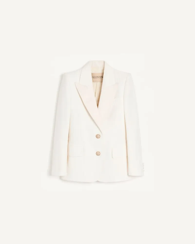 Valentino Garavani Jacke Aus Diagonal Cotton Linen Frau ELFENBEIN Elfenbein