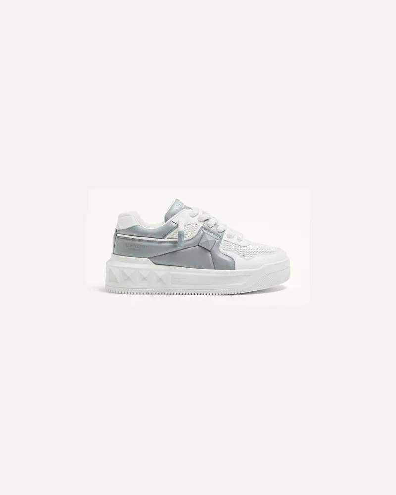 Valentino Garavani One Stud Xl Low-Top-Sneaker Aus Perforiertem Nappaleder Mann WEIß/NUAGE Weiß