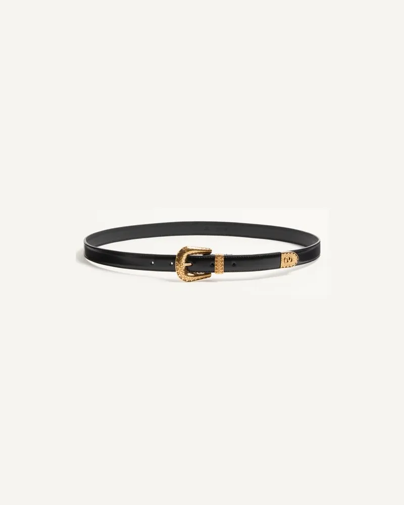Valentino Garavani Vlogo Signature Gürtel Aus Gebürstetem Kalbsleder, 20 Mm Mann SCHWARZ Schwarz