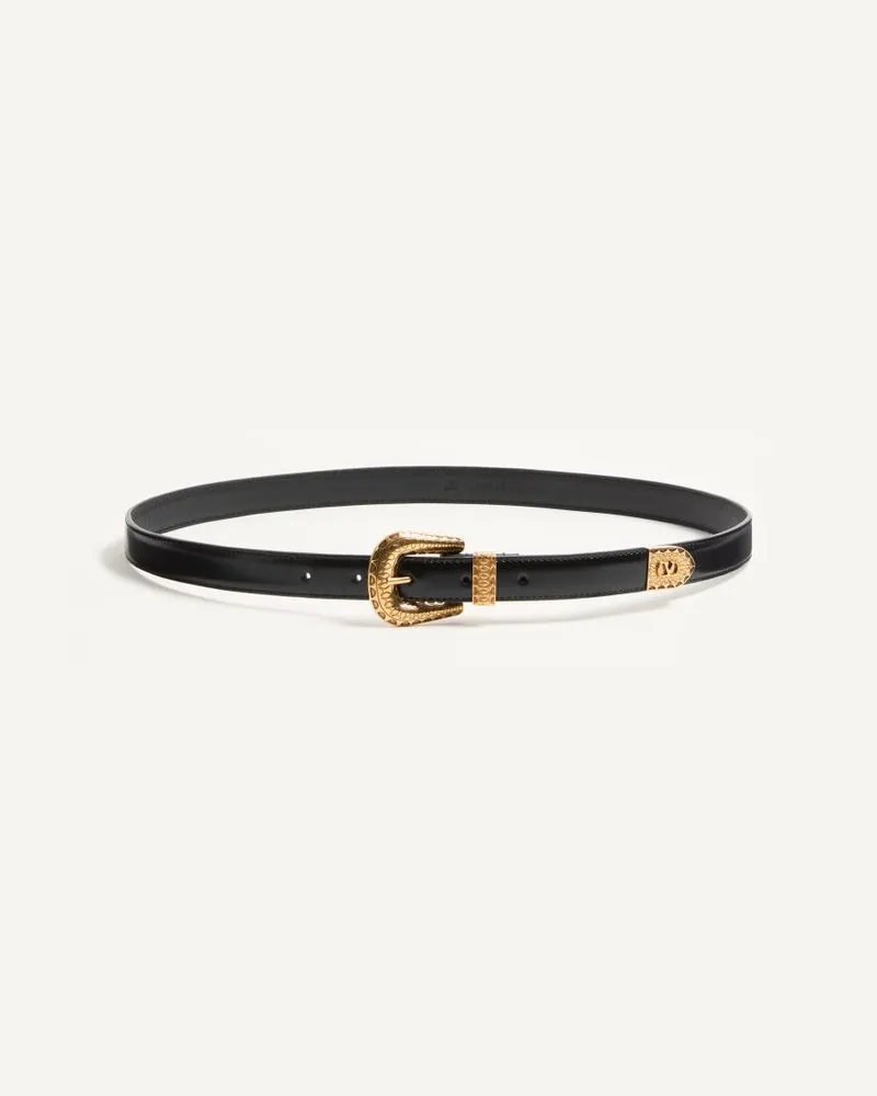 Valentino Garavani VLogo Signature Gürtel Aus Gebürstetem Kalbsleder, 20 Mm Mann SCHWARZ Schwarz