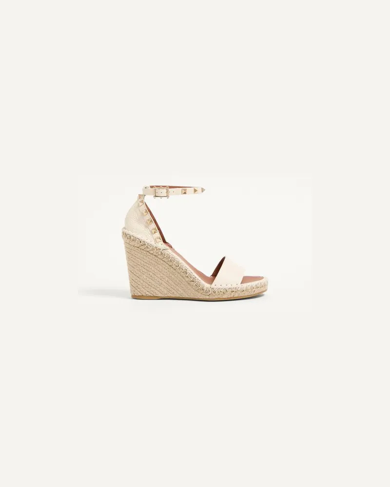 Valentino Garavani Wedges Rockstud Double Aus Gekörntem Kalbsleder Mit 105 Mm-Absatz Frau ELFENBEIN Elfenbein