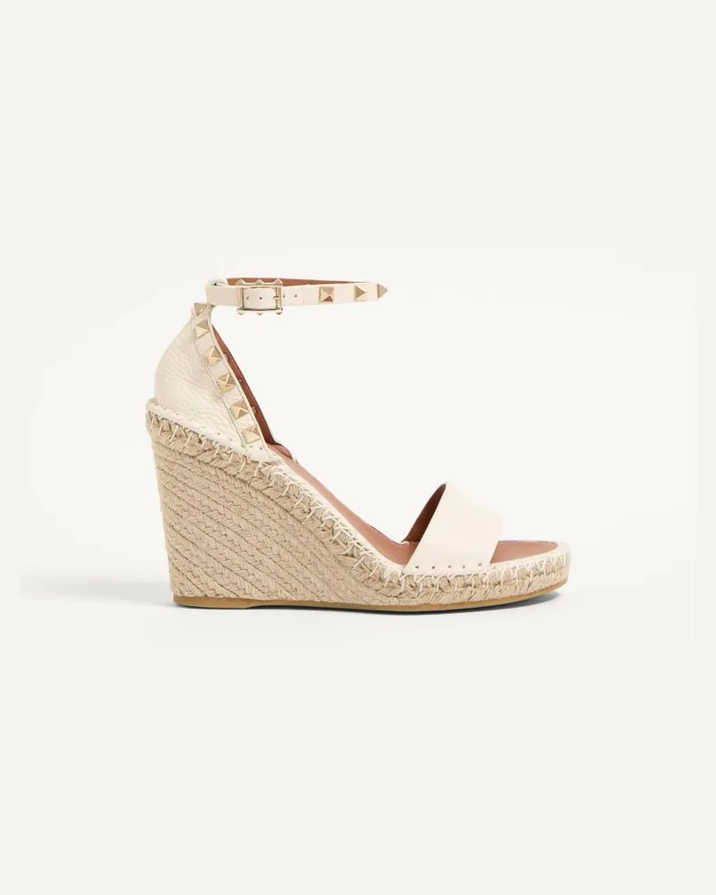 Valentino Garavani Wedges Rockstud Double Aus Gekörntem Kalbsleder Mit 105 Mm-Absatz Frau ELFENBEIN Elfenbein