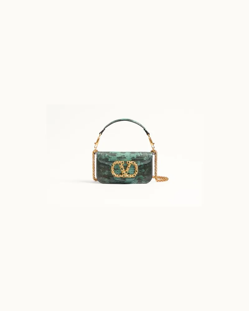 Valentino Garavani Valentino Garavani Locò Kleine Schultertasche Aus Tejus Mit Schmuck-Logo Frau ICE GREEN/ERINITE Ice