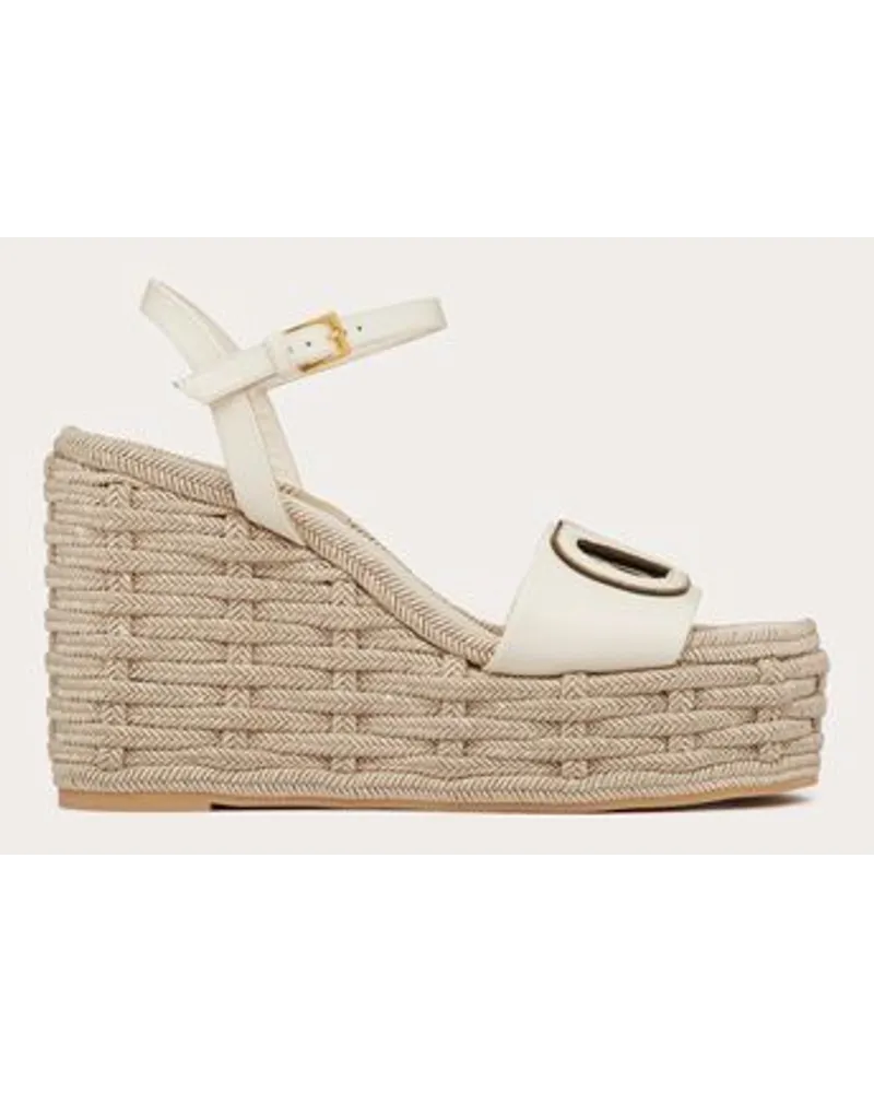 Valentino Garavani VLOGO CUT OUT WEDGES AUS KLABSLEDER 110 MM Frau ELFENBEIN/ANTIQUE BRASS Elfenbein