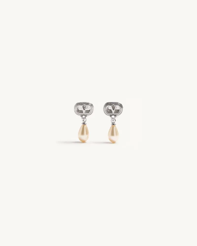 Valentino Garavani Ovalette-Ohrringe Aus Metall, Perlen Und Swarovski-Kristallen Frau RHODIUM Rhodium