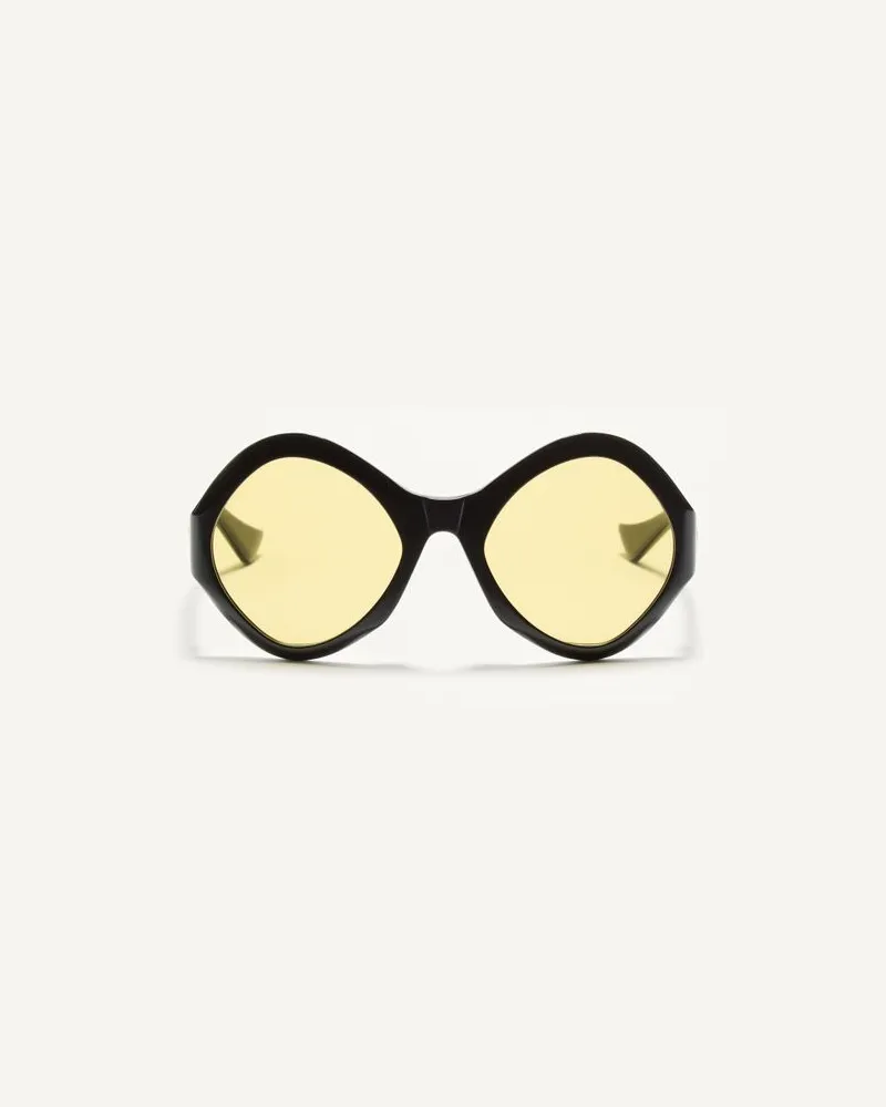 Valentino Garavani Runde Acetat-Brille unisex SCHWARZ/GELB Schwarz