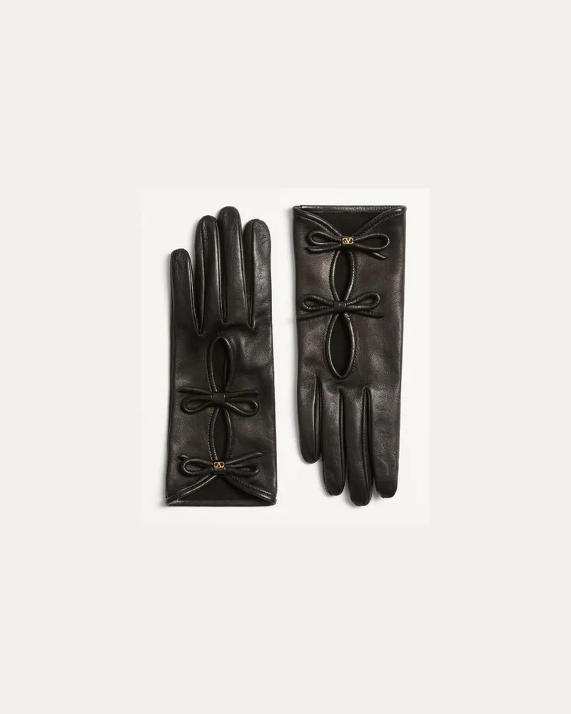 Valentino Garavani VLogo Signature Handschuhe Aus Nappaleder Mit Schleifen Frau SCHWARZ Schwarz