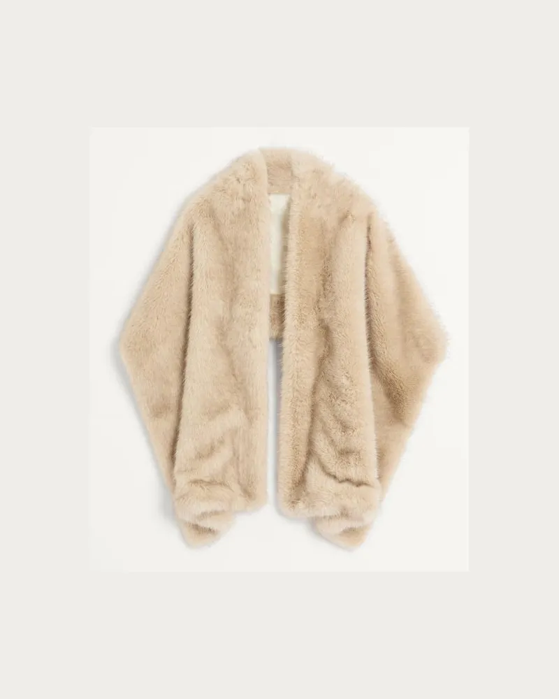 Valentino Garavani Valentino Schal Aus Kunstpelz Frau BEIGE FOG/BUTTER Beige