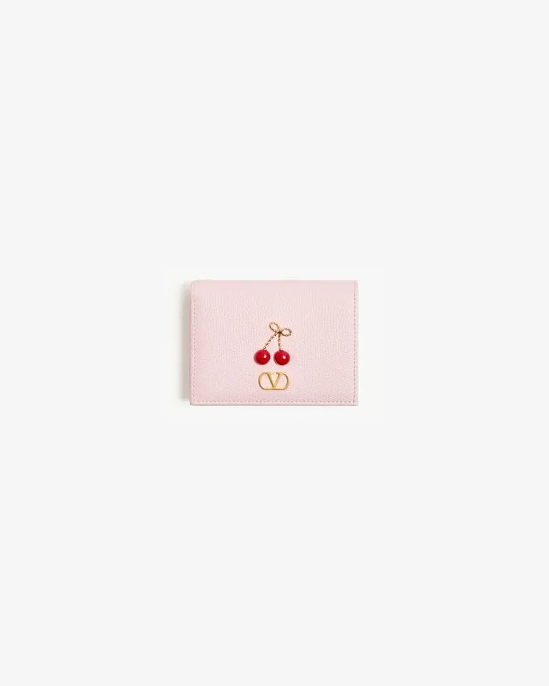 Valentino Garavani Cherryfic Portemonnaie Aus Genarbtem Kalbsleder Frau ROSE QUARTZ Rose