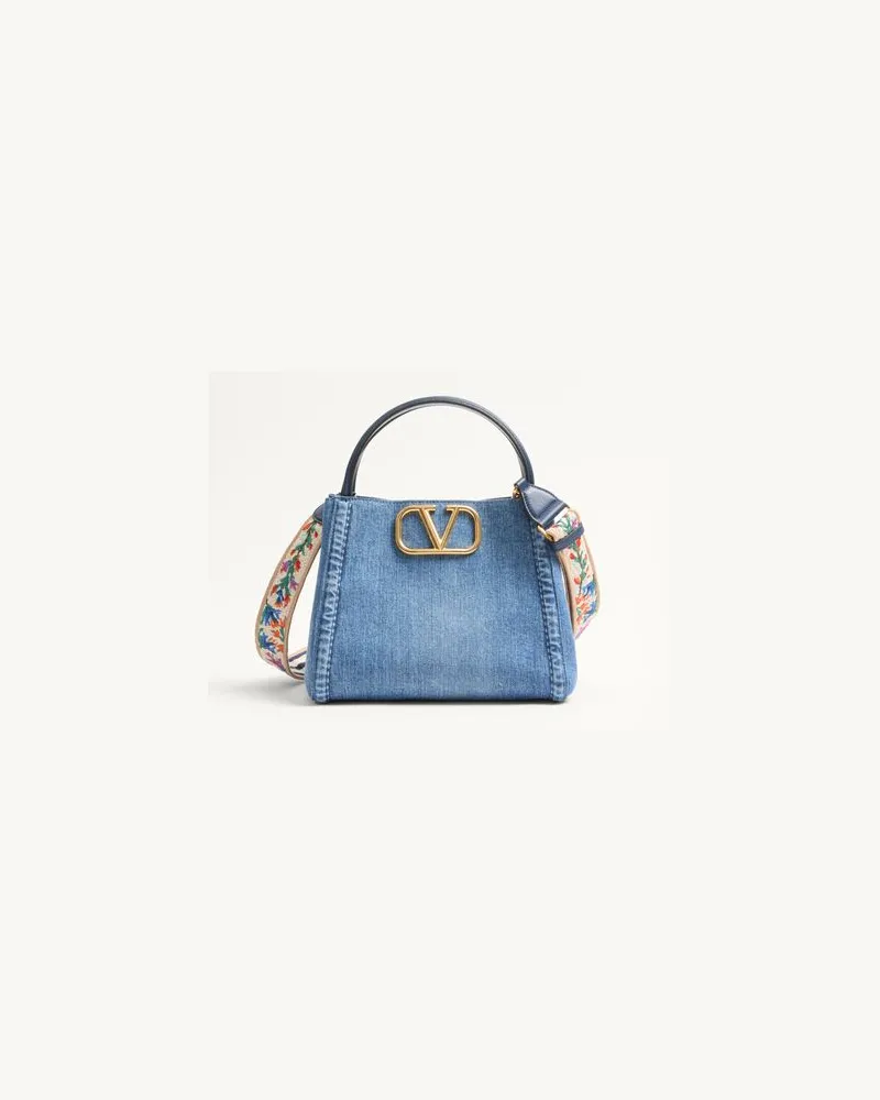 Valentino Garavani Valentino Garavani Alltime Mittelgrosse Handtasche Aus Denim Mit Besticktem Riemen Frau DENIM/WORKER Denim