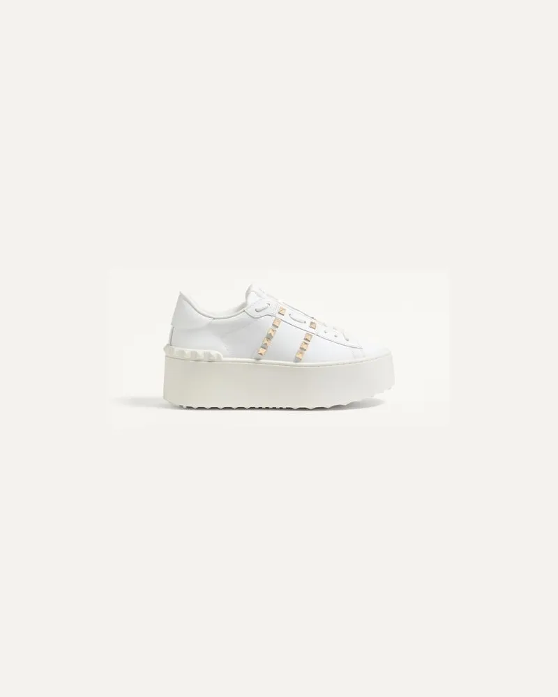 Valentino Garavani Flatform Rockstud Untitled Sneaker Aus Kalbsleder Frau WEIß Weiß