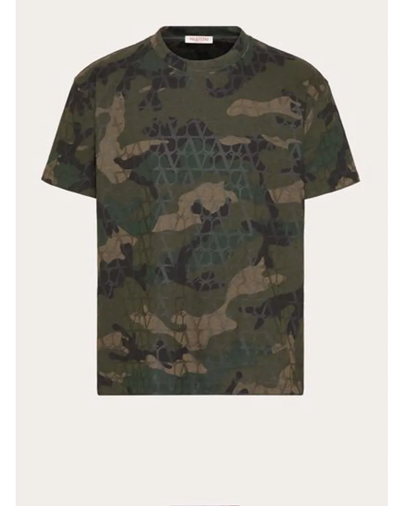 Valentino Garavani T-SHIRT aus BAUMWOLLE mit TOILE ICONOGRAPHE CAMOUFLAGE-AUFDRUCK Mann Toile