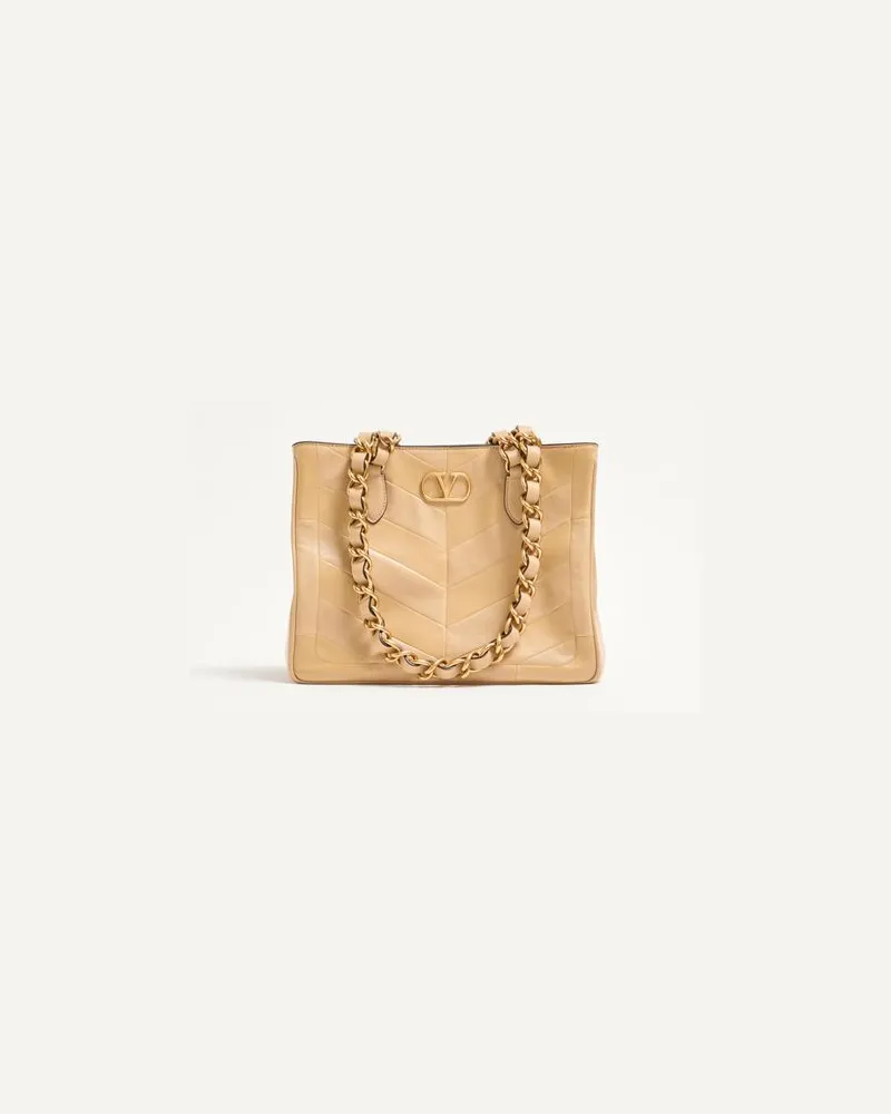 Valentino Garavani Valentino Garavani Laseine kleiner Shopper aus Nappaleder mit Chevron-Muster Frau GOLD BEIGE Gold