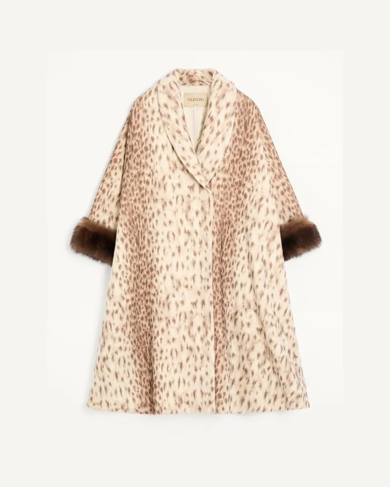 Valentino Garavani Valentino Lynx Fauvé Éclat Wollmantel mit Lammfell Frau BEIGE/BRAUN Beige