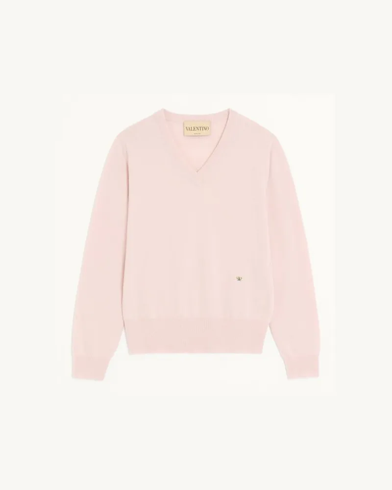 Valentino Garavani Valentino Kaschmirpullover mit Butterfly-Stickerei Mann ROSA Rosa