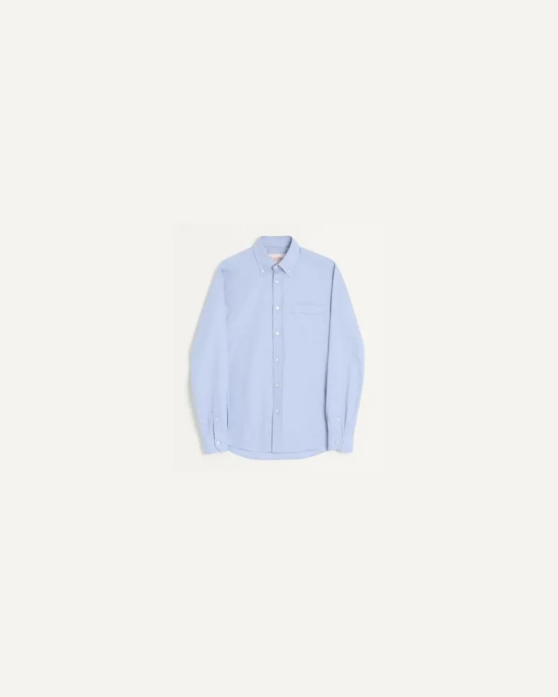 Valentino Garavani Oxford-Hemd Aus Baumwolle Mit Vlogo-Stickerei Mann HIMMELBLAU Himmelblau