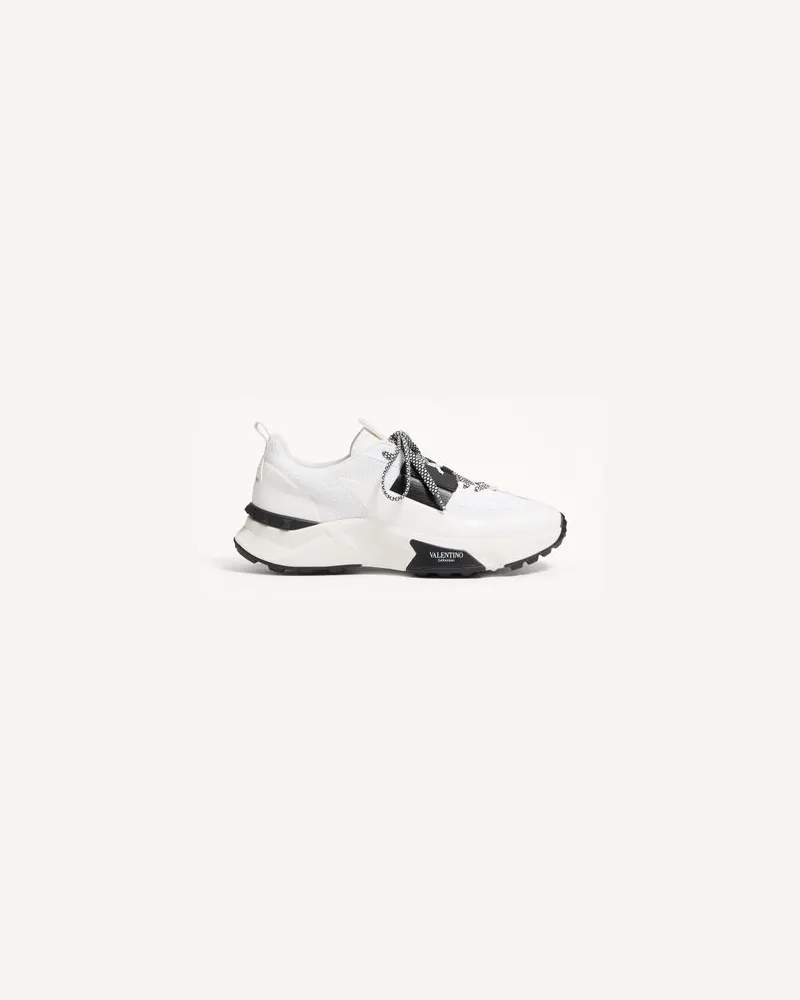 Valentino Garavani True Act Low-Top-Sneaker Aus Mesh Und Gummiertem Stoff Mann WEISS/ SCHWARZ Weiss
