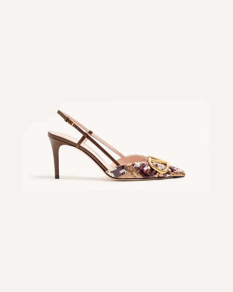 Valentino Garavani Vlogo Signature Slingback-Pumps Mit Animalier-Stickerei 80Mm Frau BRAUN/MEHRFARBIG Braun