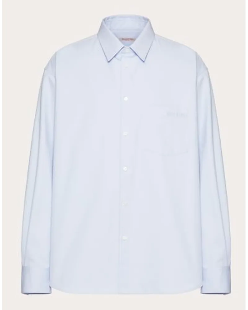 Valentino Garavani TECHNICAL COTTON SHIRT mit -STICKEREI Mann Himmelblau