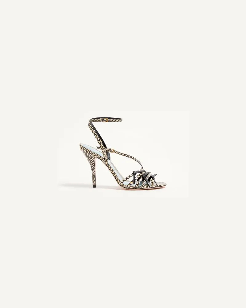 Valentino Garavani Nodine Elaphe Sandalen, 100 mm Frau ELFENBEIN/SCHWARZ Elfenbein