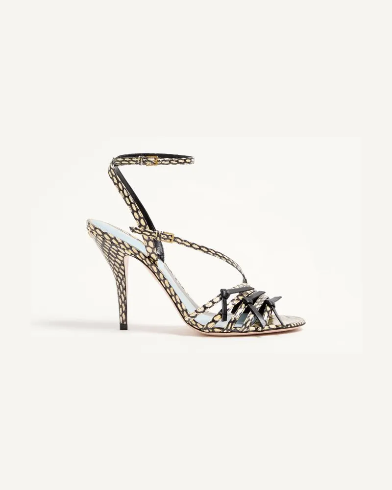 Valentino Garavani Nodine Elaphe Sandalen, 100 Mm Frau ELFENBEIN/SCHWARZ Elfenbein