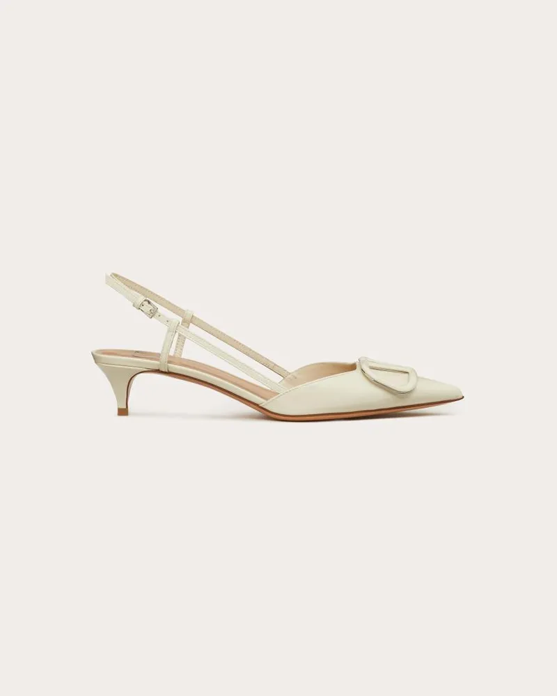 Valentino Garavani Slingback-Pumps Vlogo Signature Aus Lackleder Mit 40 Mm-Absatz Frau LIGHT IVORY Light