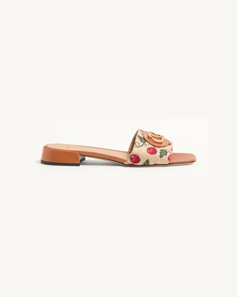 Valentino Garavani Vlogo Signature Slide-Sandalen Mit Cherryfic-Motiv 20 Mm Frau NATUR/ROT Natur