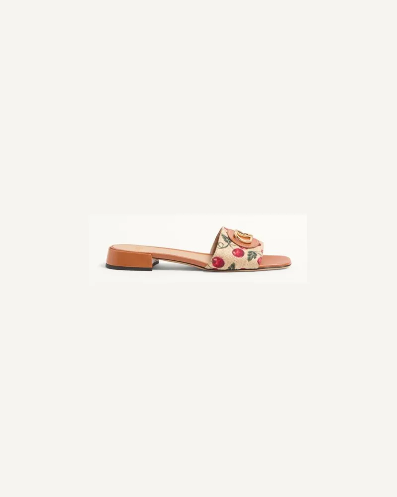 Valentino Garavani Vlogo Signature Slide-Sandalen Mit Cherryfic-Motiv 20 Mm Frau NATUR/ROT Natur