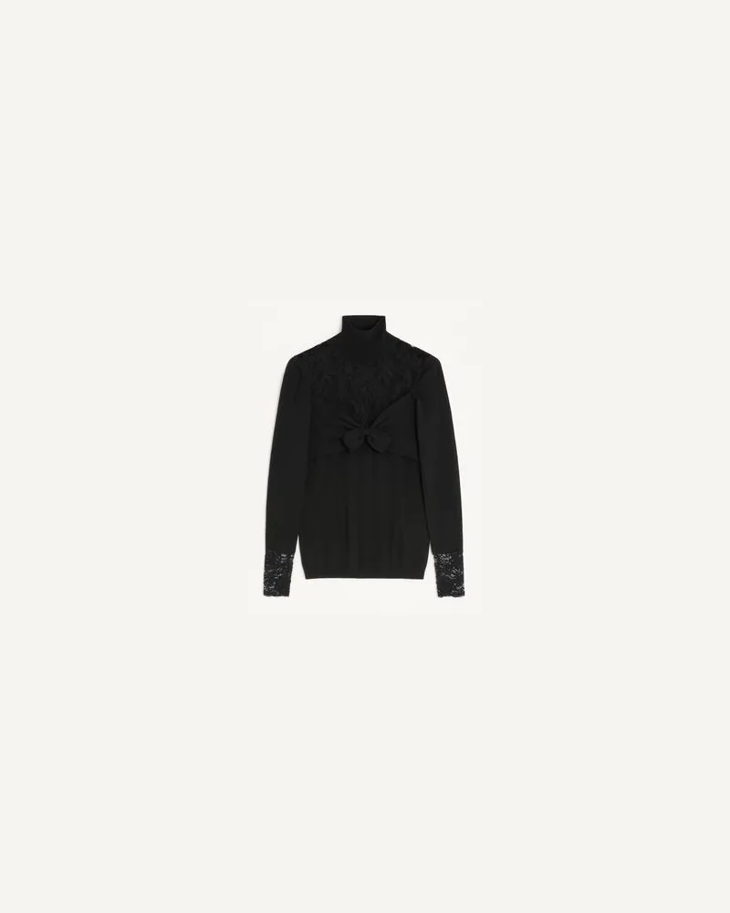 Valentino Garavani Wollpullover mit Spitze Frau SCHWARZ Schwarz