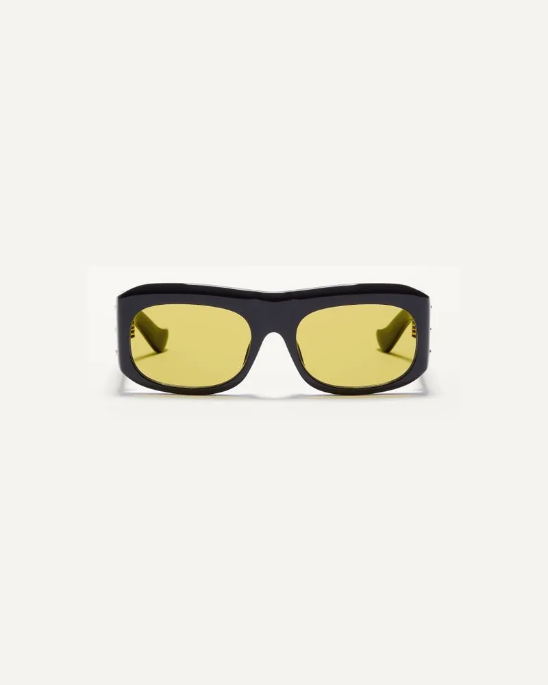 Valentino Garavani Rechteckige Acetat-Brille unisex SCHWARZ/GELB Schwarz