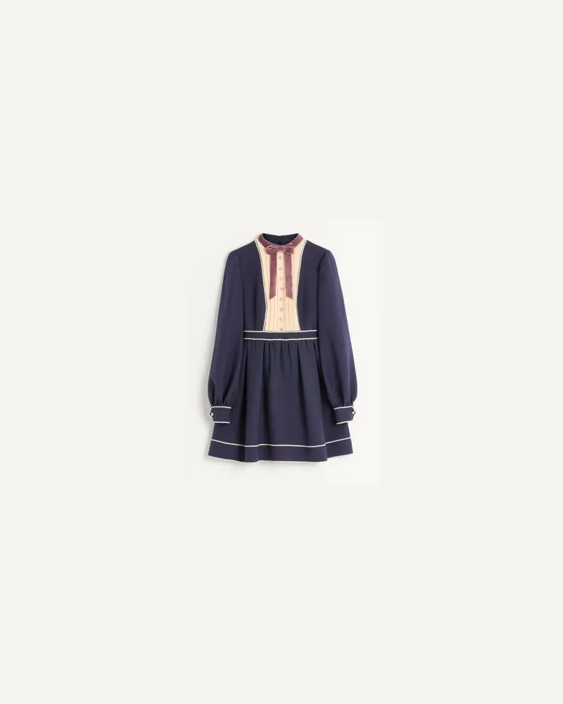 Valentino Garavani Kurzes Crepe Couture Kleid Frau INDIGO/BIRKE Indigo