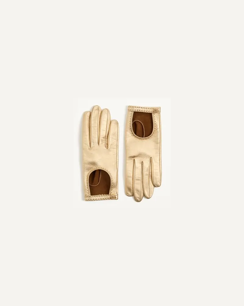Valentino Garavani Vlogo Signature Handschuhe Aus Laminiertem Nappaleder Frau GOLD Gold