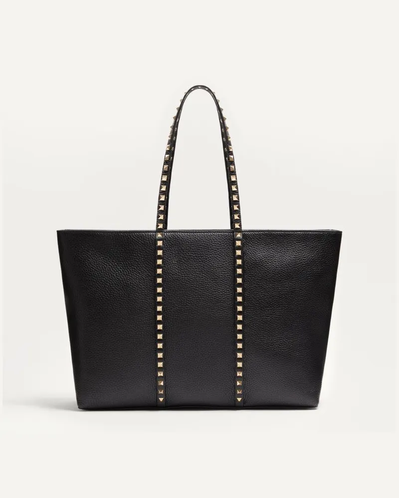 Valentino Garavani Valentino Garavani Rockstud Shopper Aus Genarbtem Kalbsleder Frau SCHWARZ Schwarz