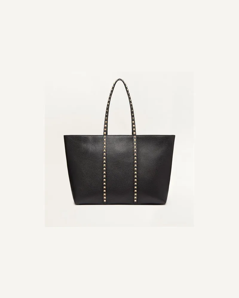 Valentino Garavani Valentino Garavani Rockstud Shopper Aus Genarbtem Kalbsleder Frau SCHWARZ Schwarz
