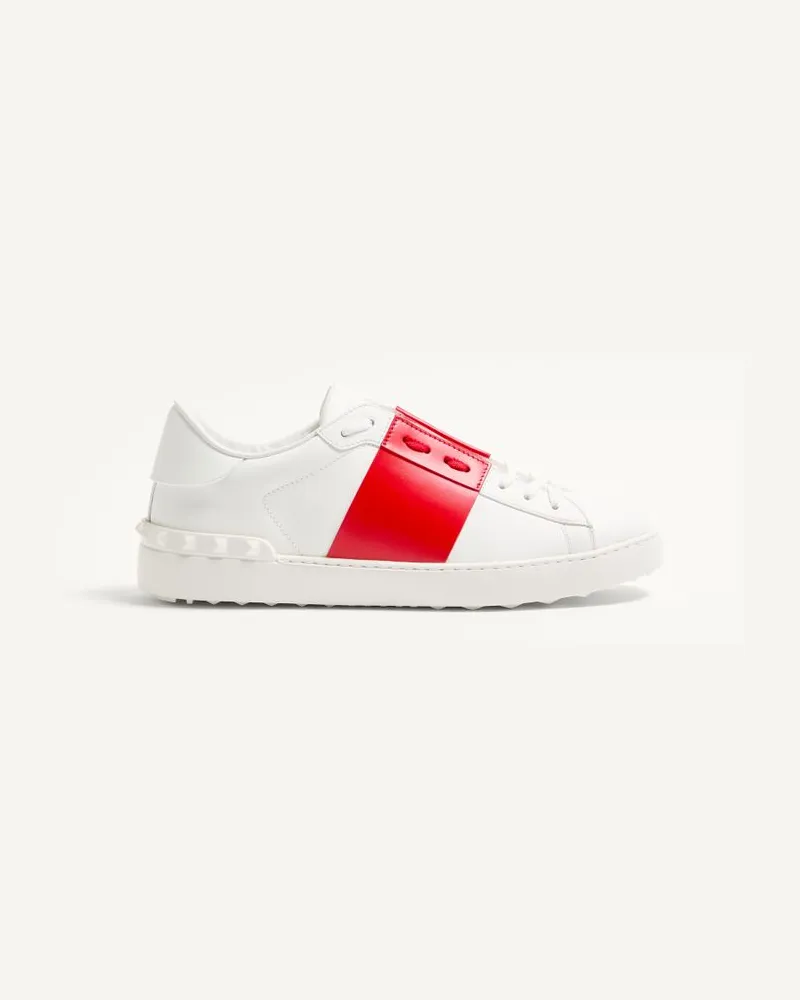 Valentino Garavani Open Sneakers Aus Kalbsleder Mann WEISS/ROT Weiss