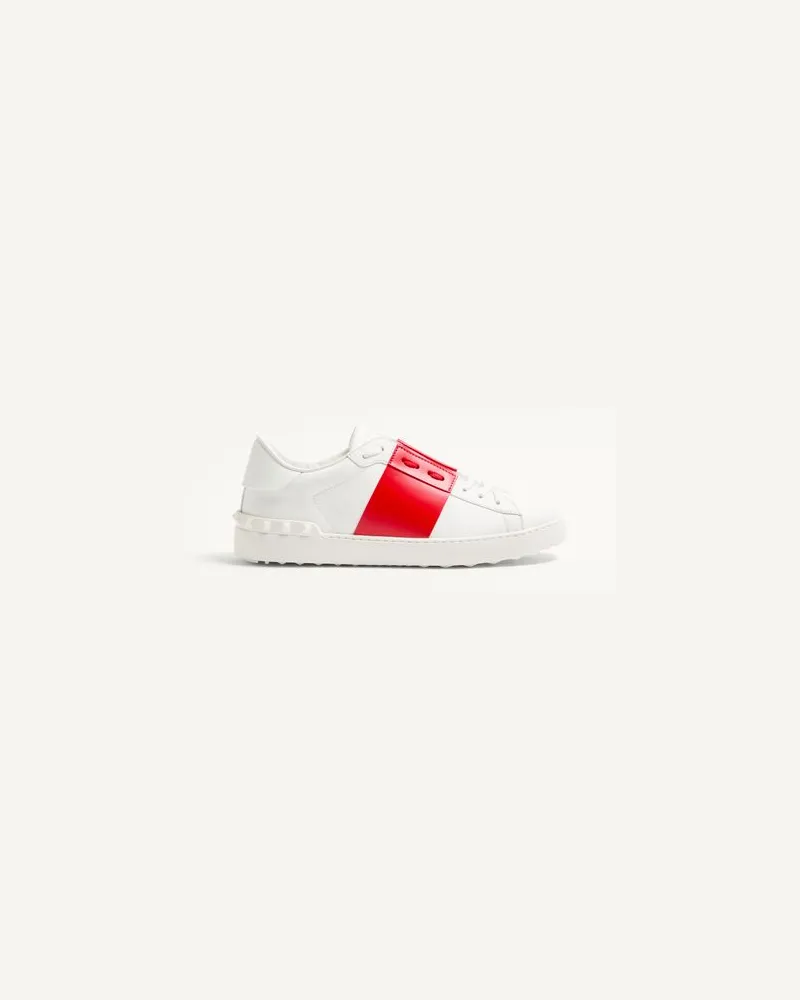 Valentino Garavani Open Sneakers Aus Kalbsleder Mann WEISS/ROT Weiss